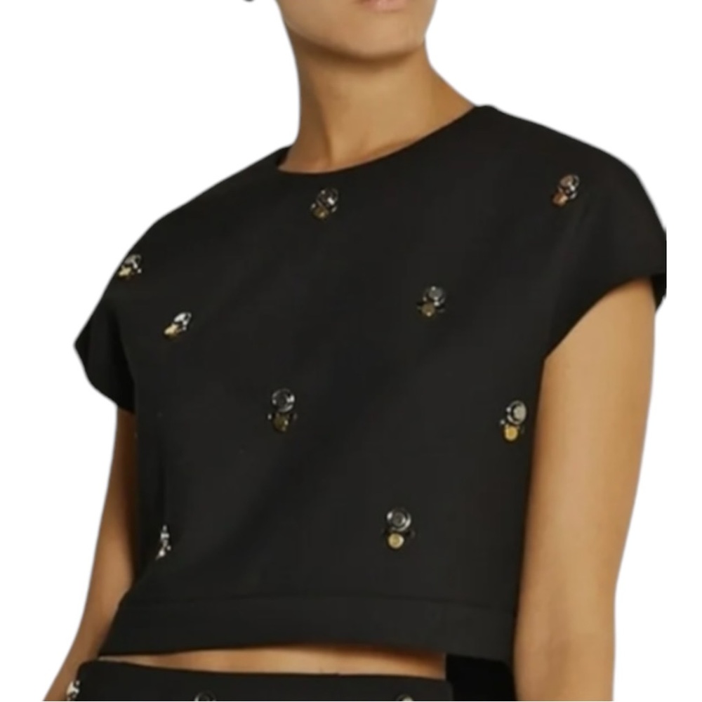 ELIZABETH AND JAMES ‘COLTON’ MIXED METAL EMBELLISHED DETAILED CROP TOP